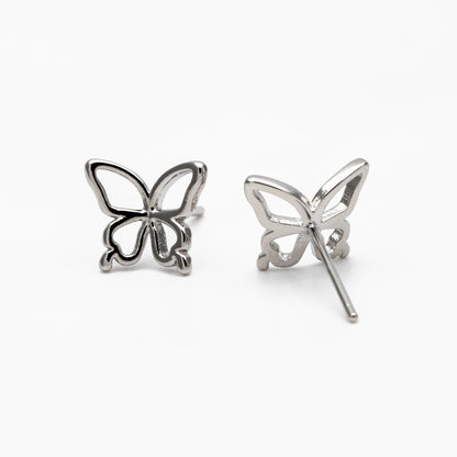 10pcs Gold/ Silver Butterfly Earrings, Gold/ Rhodium plated Brass, Dianty Butterfly Ear Studs, Jewelry Supplies (GB-4323)