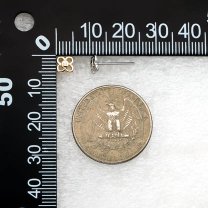 10pcs CZ paved Gold/ Silver Flower Earrings, 5mm, Gold/ Rhodium Plated Brass Dainty Stud Earrings, DIY Ear Findings (GB-4325)