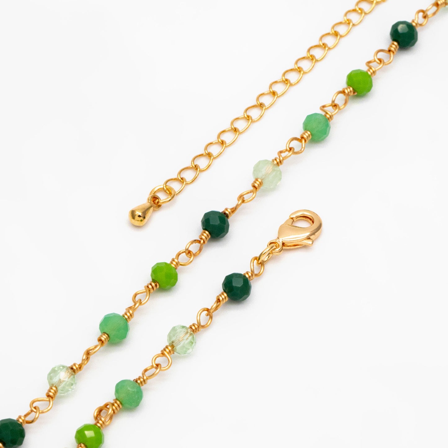 Gold Glass Rondelle Bead Chain 3.5mm, Finished Bracelet/ Anklet/ Necklace with Extender Chain, Ready to Wear (#LK-600)