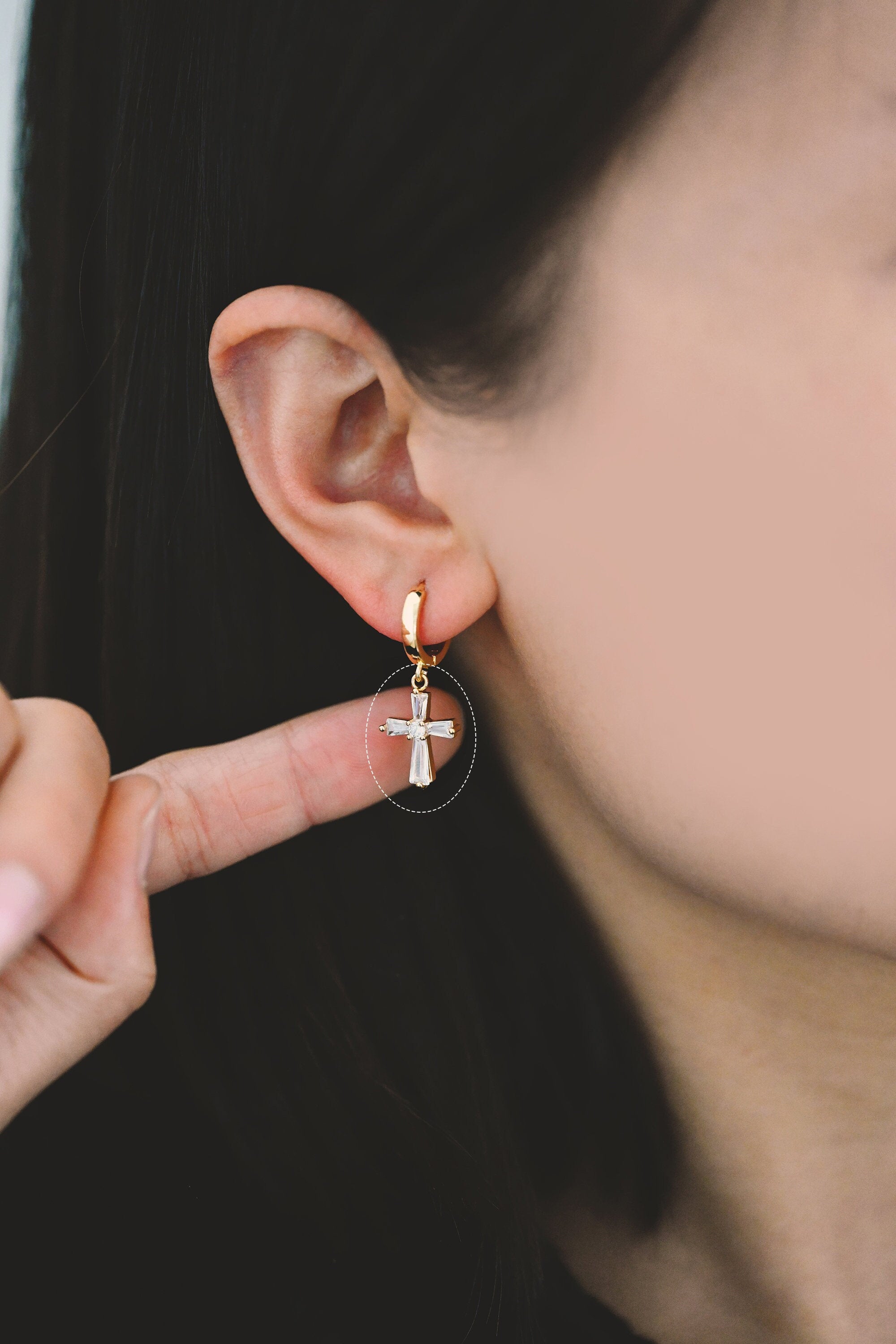 4pcs CZ Pave Gold Cross Charm, Earring Findings, Jewelry Making, Diy Material, Jewelry Supplies (GB-2731-M)