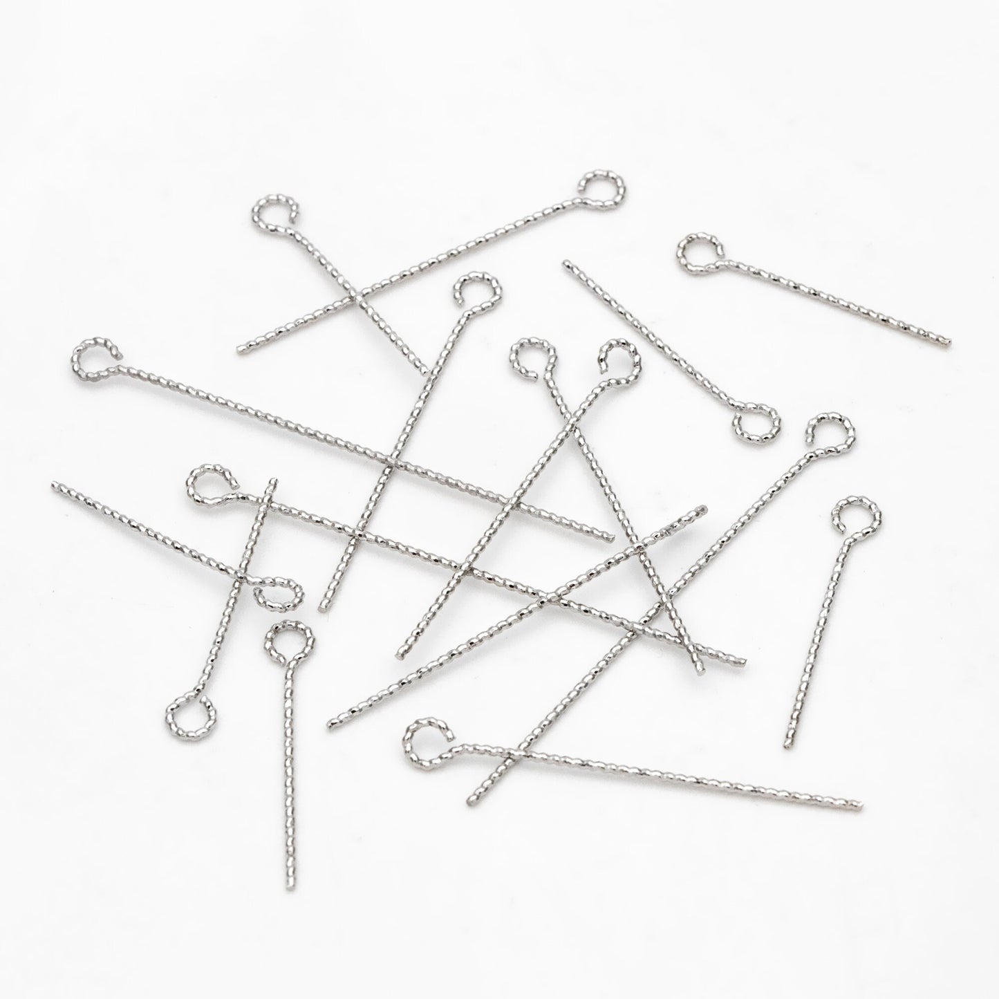 100pcs Gold/ Silver Tone Eye Pins, 20/ 30/ 40mm by 0.7mm, Gold/ Rhodium plated Brass Eyepins Wholesale (GB-1434)