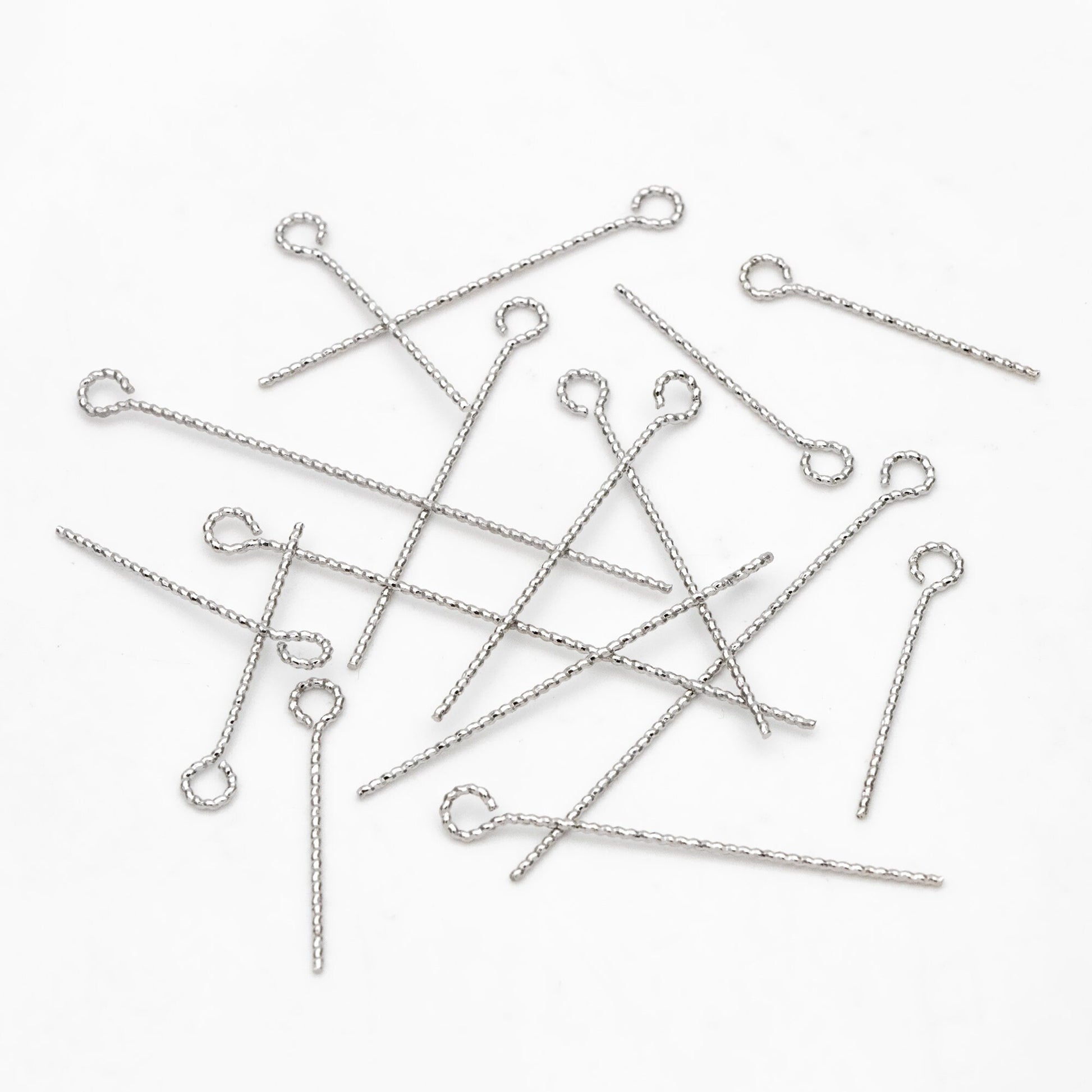 100pcs Gold/ Silver Tone Eye Pins, 20/ 30/ 40mm by 0.7mm, Gold/ Rhodium plated Brass Eyepins Wholesale (GB-1434)