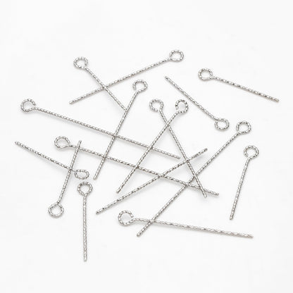 100pcs Gold/ Silver Tone Eye Pins, 20/ 30/ 40mm by 0.7mm, Gold/ Rhodium plated Brass Eyepins Wholesale (GB-1434)