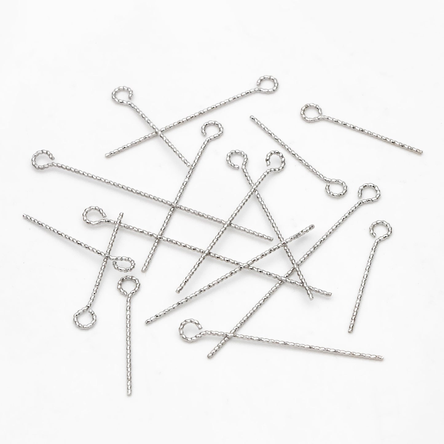 100pcs Gold/ Silver Tone Eye Pins, 20/ 30/ 40mm by 0.7mm, Gold/ Rhodium plated Brass Eyepins Wholesale (GB-1434)