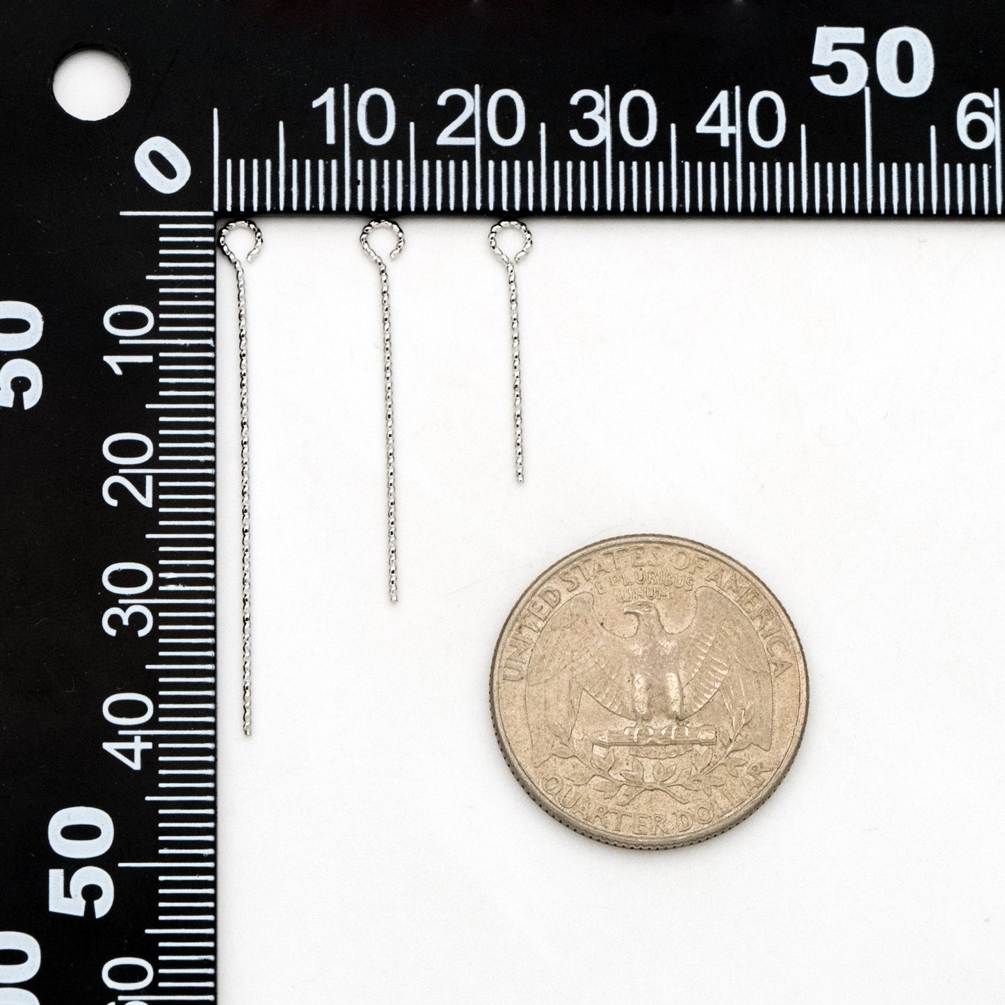 100pcs Gold/ Silver Tone Eye Pins, 20/ 30/ 40mm by 0.7mm, Gold/ Rhodium plated Brass Eyepins Wholesale (GB-1434)