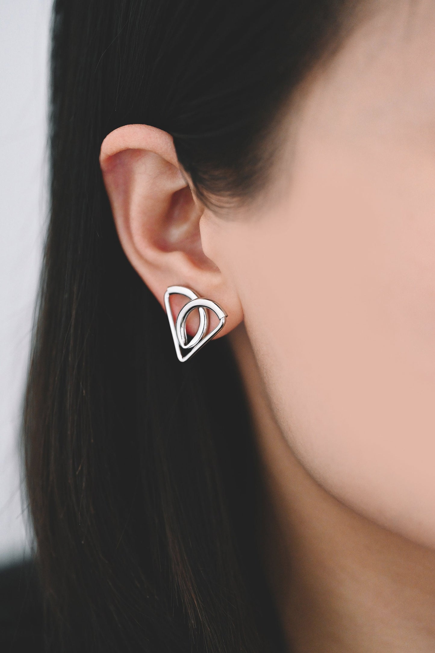 4pcs Gold/ Silver tone Triangle Earrings, Real Gold/ Rhodium plated Brass, Geometric Earring Studs (GB-4298)