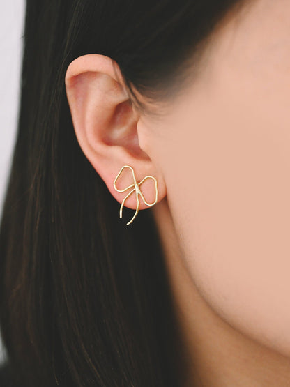 10pcs Gold/ Silver Bowknot Earrings, Gold/ Rhodium plated Brass, Minimalist Earrings, Jewelry Supplies (GB-4301)