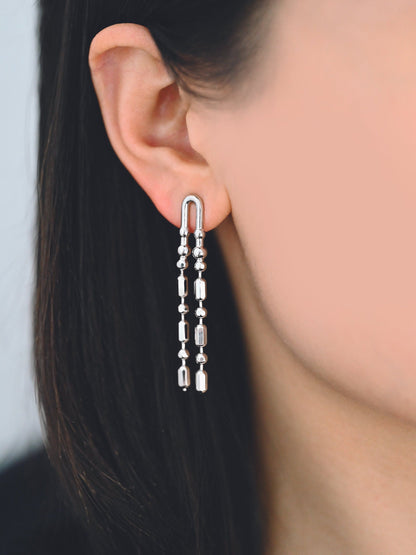 4pcs Gold/ Silver Chain Tassel Earrings, Tassel Stud Earring, Dangling Earrings, Minimalist Earrings (GB-4303)