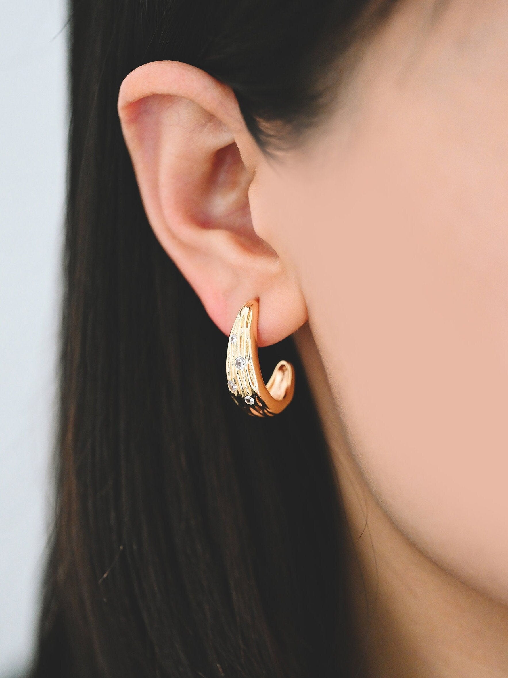 4pcs CZ Pave Gold/ Silver Teardrop Earrings, Gold/ Rhodium plated Brass, Geometric Stud Earrings (GB-4311)