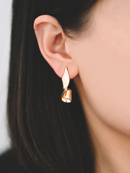 4pcs Gold/ Silver Curly Stud Earrings, 18K Gold/ Rhodium plated Brass, Unique Earrings (GB-4312)