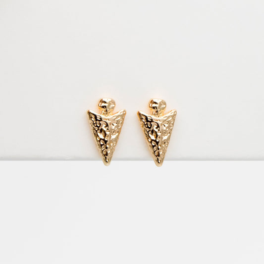 10pcs Gold Arrow Earrings, Real Gold Plated Brass Arrowhead Earring Studs (GB-4326)