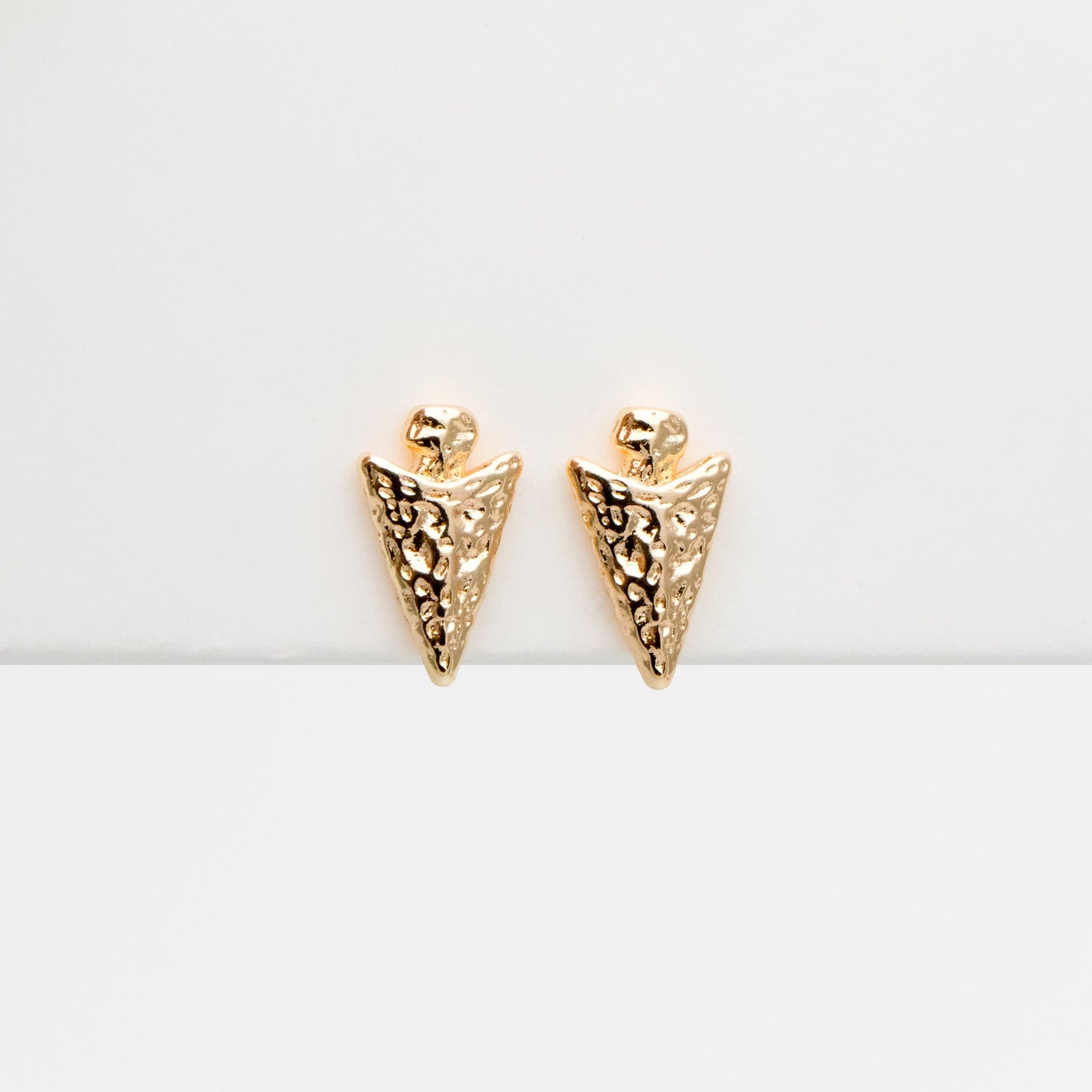 10pcs Gold Arrow Earrings, Real Gold Plated Brass Arrowhead Earring Studs (GB-4326)