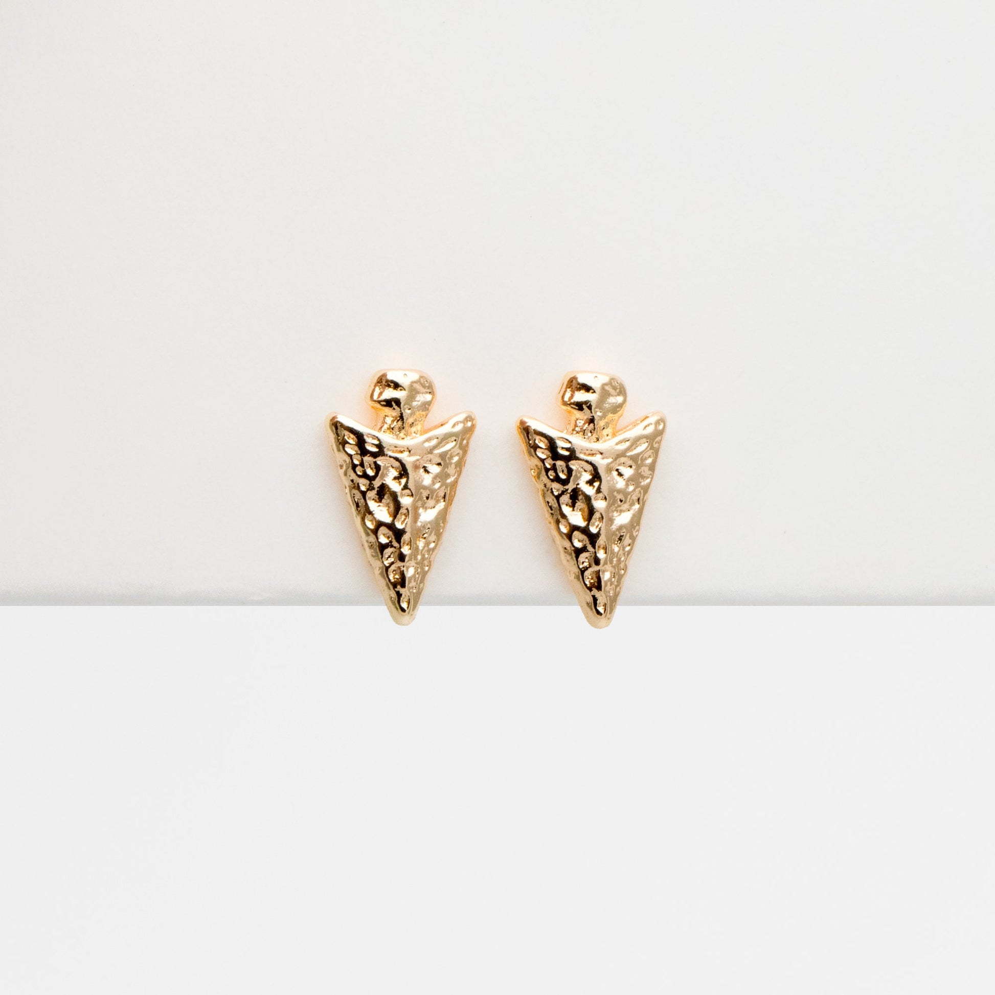 10pcs Gold Arrow Earrings, Real Gold Plated Brass Arrowhead Earring Studs (GB-4326)