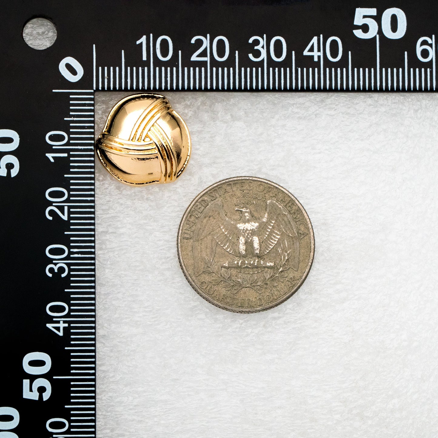 4pcs Gold Knot Stud Earrings: 18K Gold Plated Brass, 17mm (GB-4328)