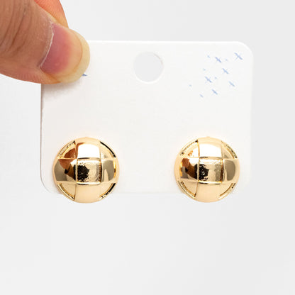4pcs Gold Round Earrings 17mm, 18K Gold plated Brass, Geometric Stud Earrings (GB-4331)
