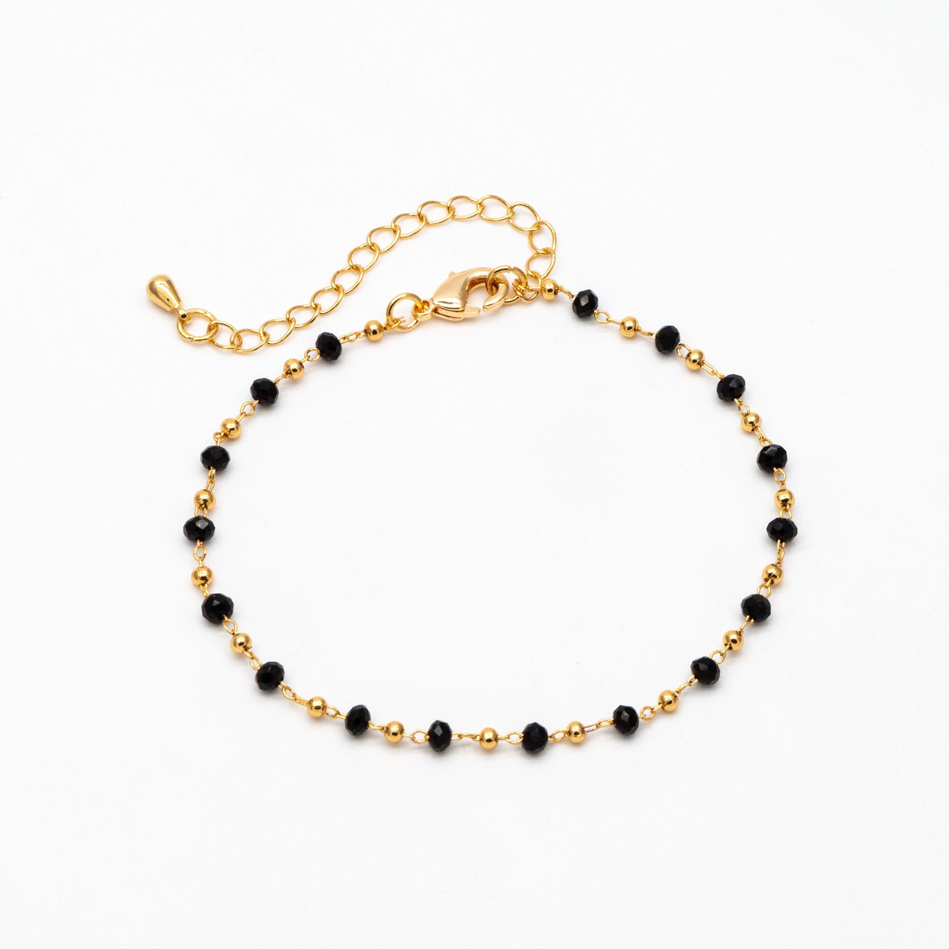 Gold Crystal Beaded Chains 3mm, Finished Bracelet/ Anklet/ Necklace with Extender Chain, Ready to Wear (#LK-200)