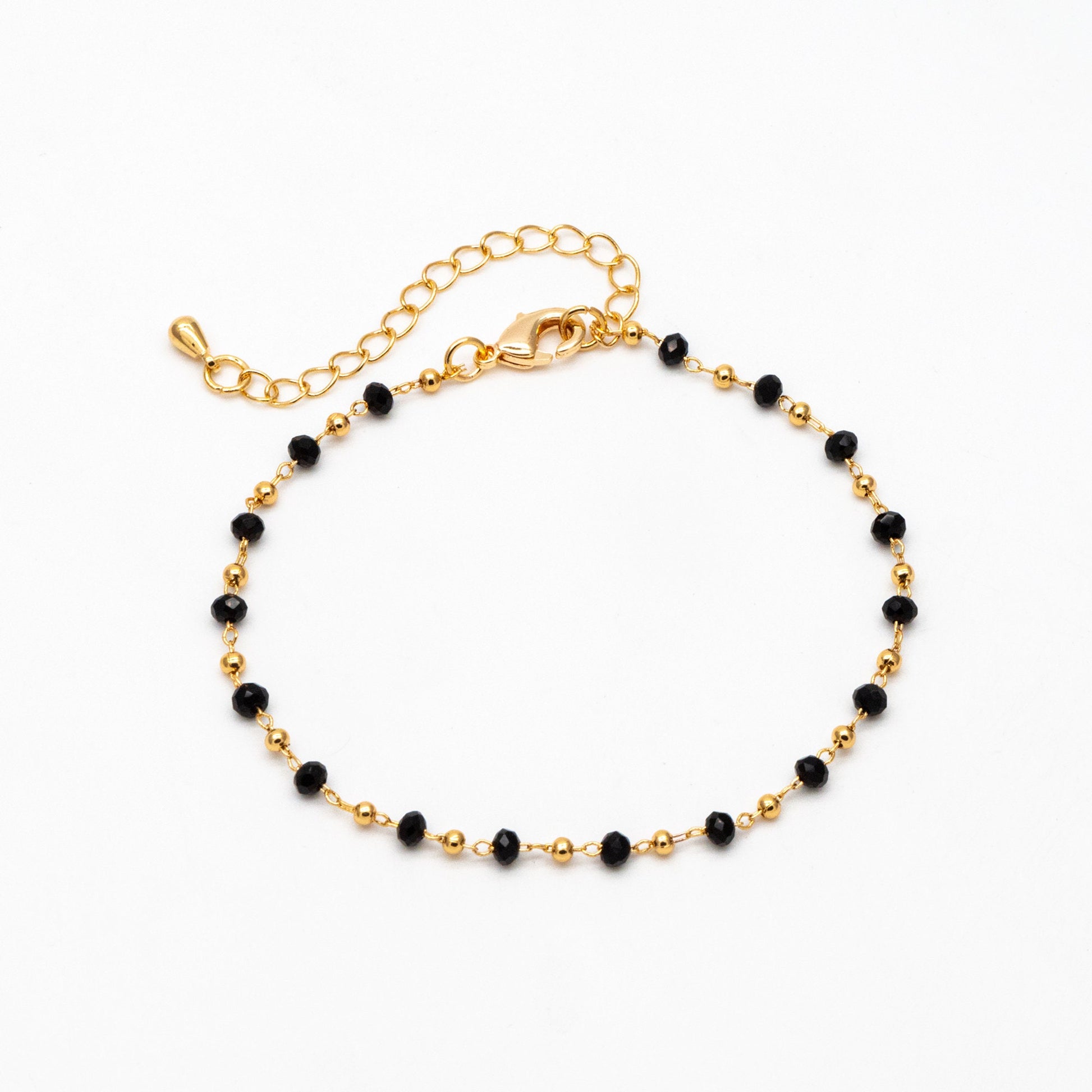 Gold Crystal Beaded Chains 3mm, Finished Bracelet/ Anklet/ Necklace with Extender Chain, Ready to Wear (#LK-200)