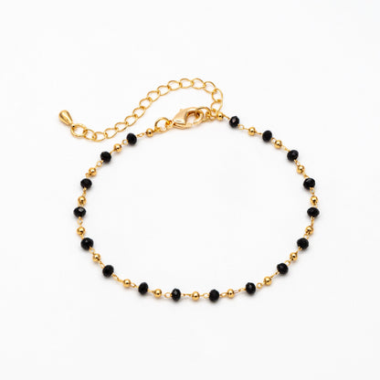 Gold Crystal Beaded Chains 3mm, Finished Bracelet/ Anklet/ Necklace with Extender Chain, Ready to Wear (#LK-200)