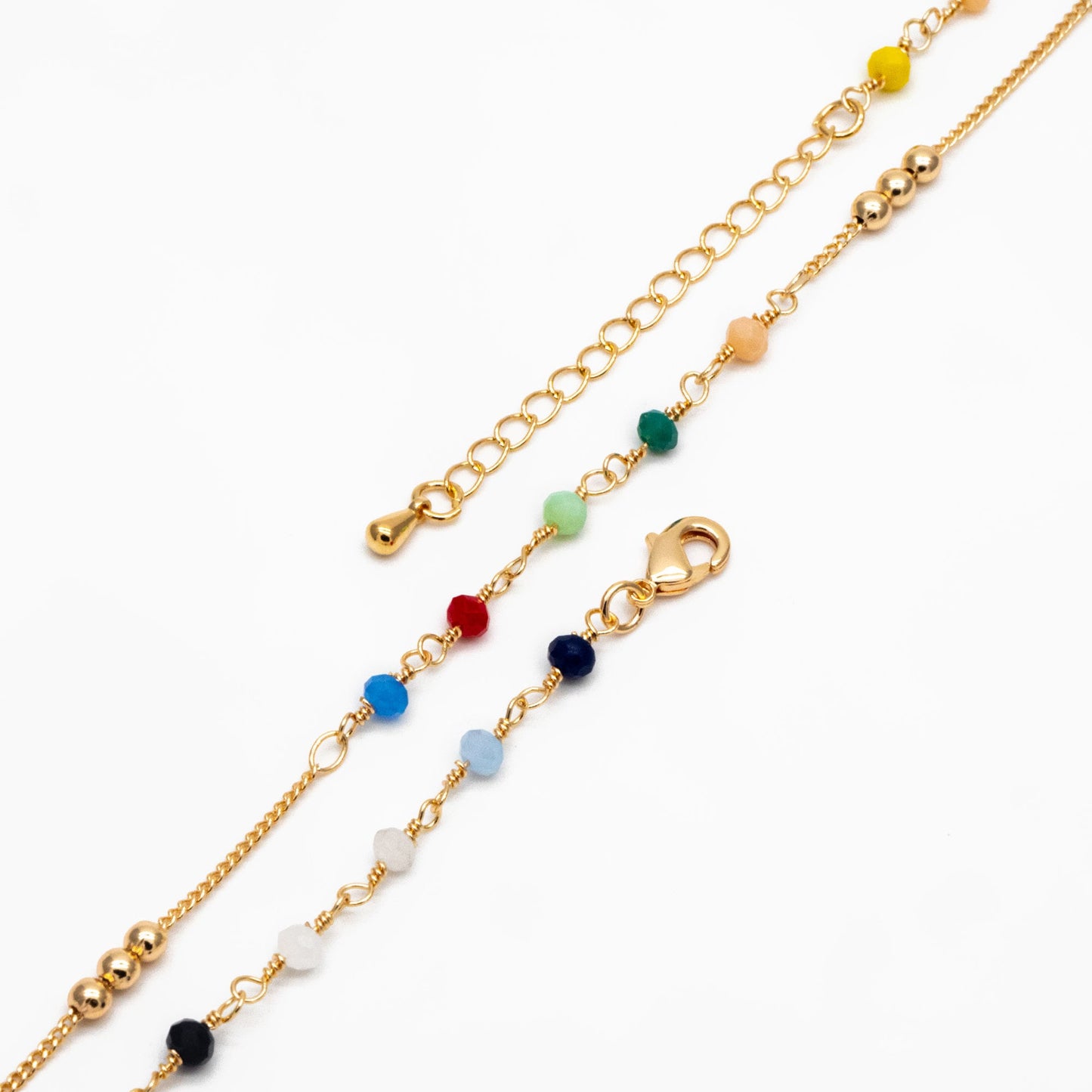 Gold Glass Rondelle Bead Chain 3.5mm, Finished Necklace with Extender Chain, Ready to Wear (#LK-442)