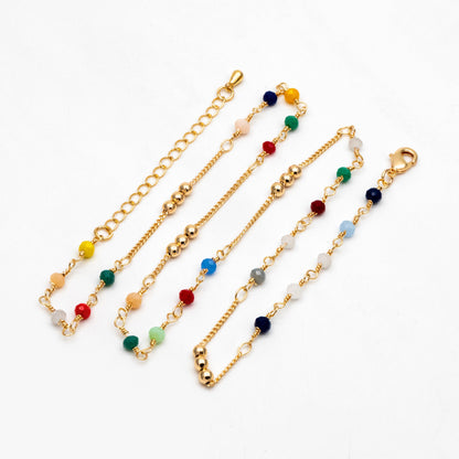 Gold Glass Rondelle Bead Chain 3.5mm, Finished Necklace with Extender Chain, Ready to Wear (#LK-442)