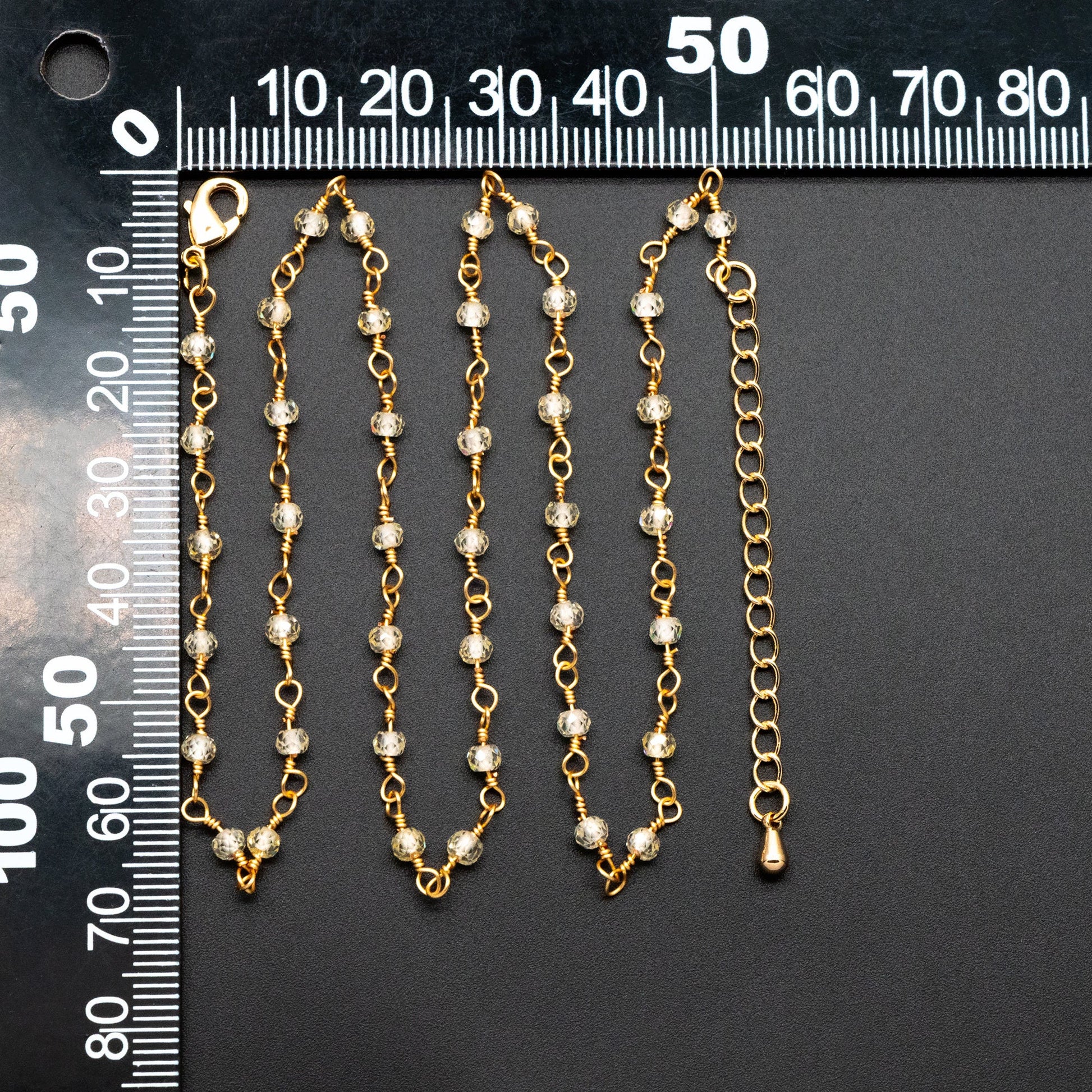 Roundlle Cubic Zirconia Finished Bracelet/ Anklet/ Necklace with Extender Chain, Ready to Wear (#LK-603)