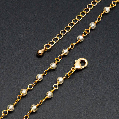 Roundlle Cubic Zirconia Finished Bracelet/ Anklet/ Necklace with Extender Chain, Ready to Wear (#LK-603)