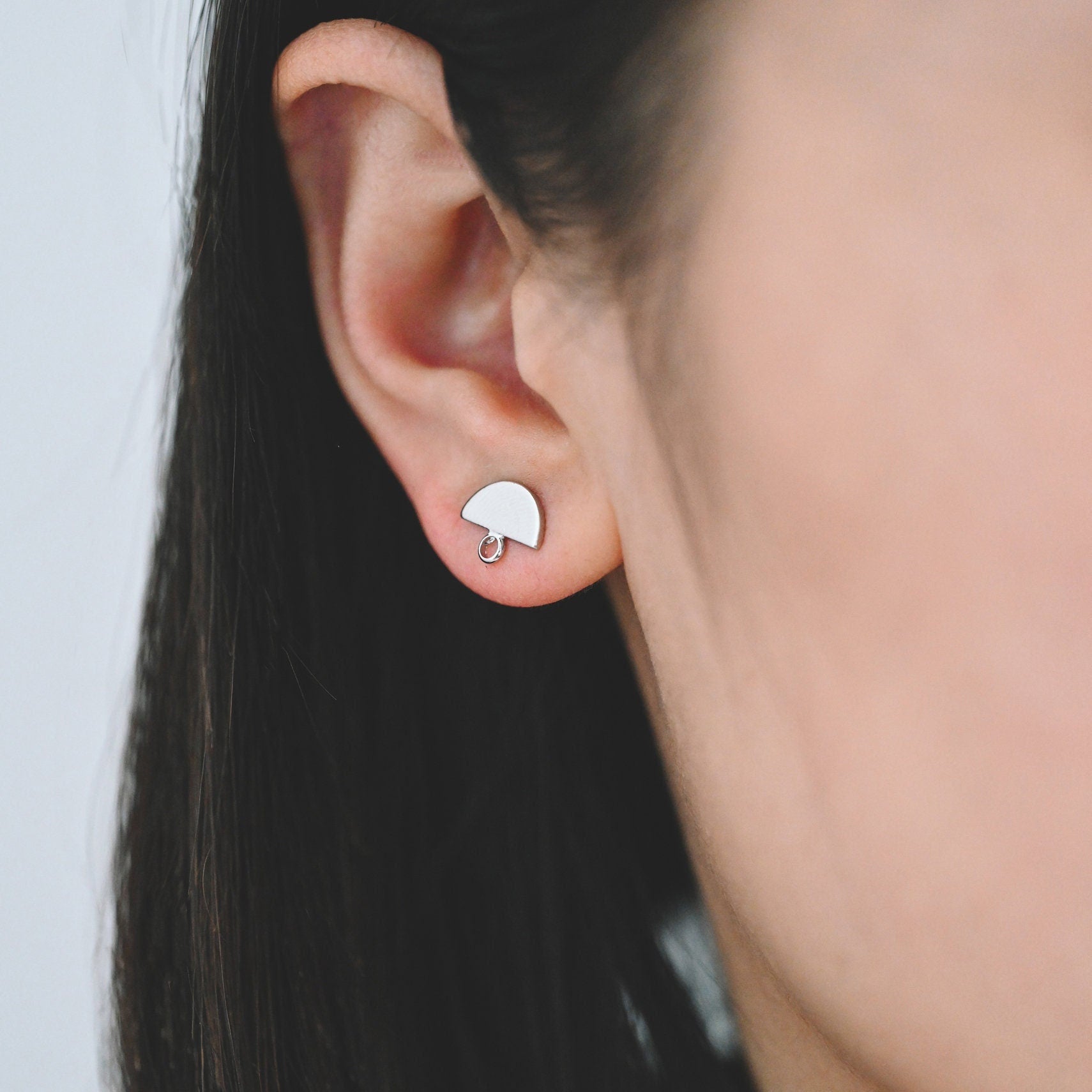 10pcs Gold Semi-circle Ear Posts 10x8mm, Geometric Stud Earrings, Half Moon Earring Components (GB-577)