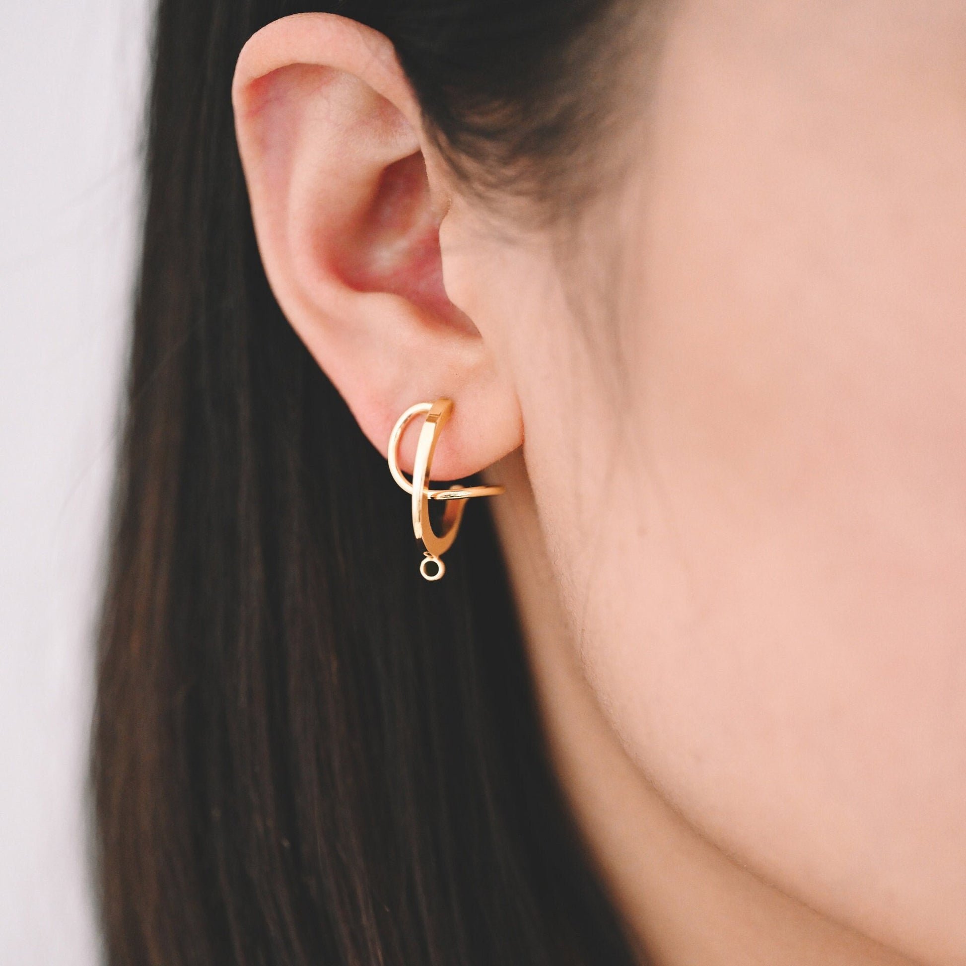 10pcs Gold/ Rhodium plated Brass Earring Posts, Geometric Circle Stud Earring, Circle Size 18mm (GB-596)