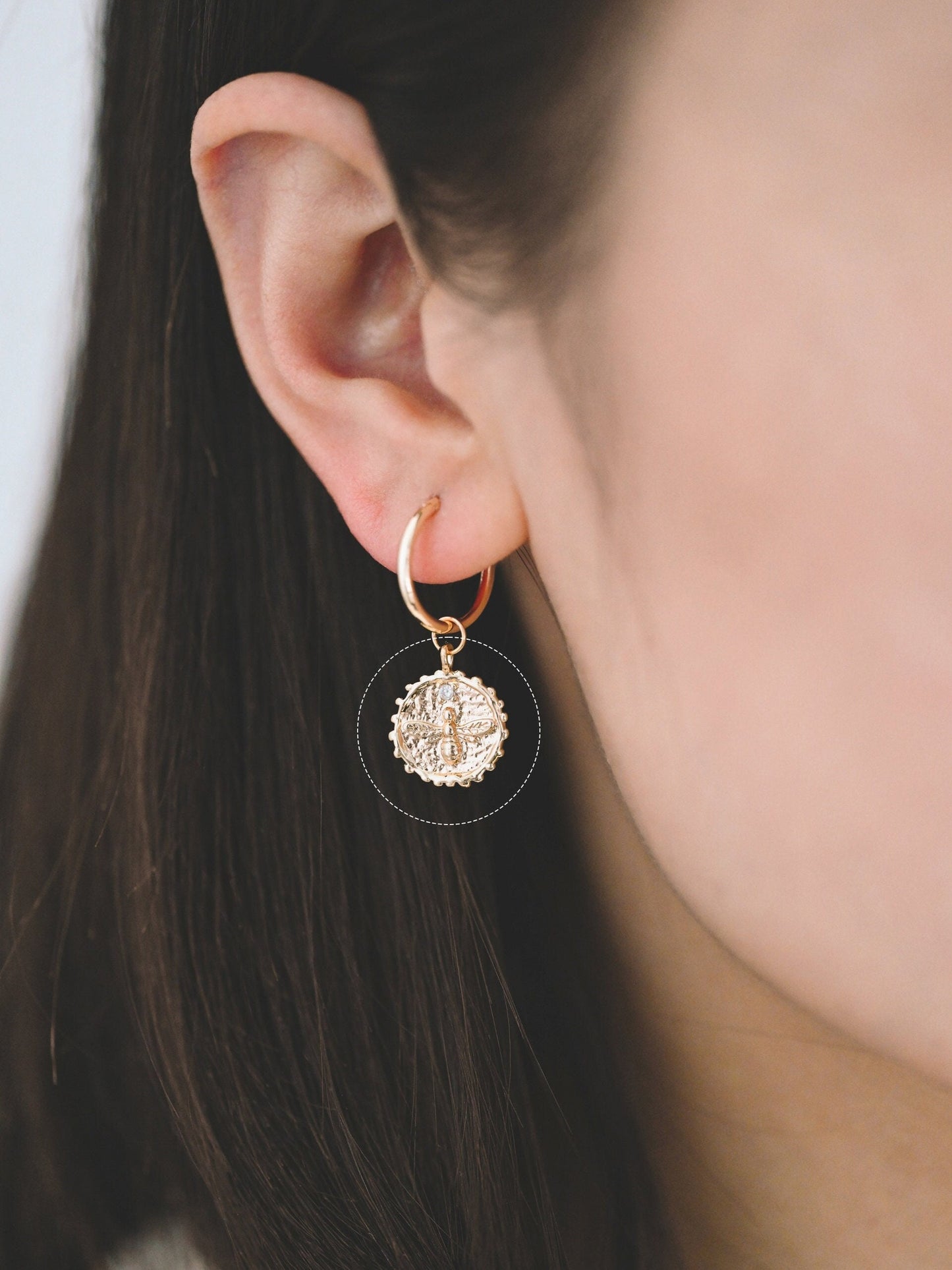 10pcs CZ Pave Gold Bee Fossil Charms, Gear Pendants 16x13mm, Earring Findings, Jewelry Making Supplies (GB-3093-A)