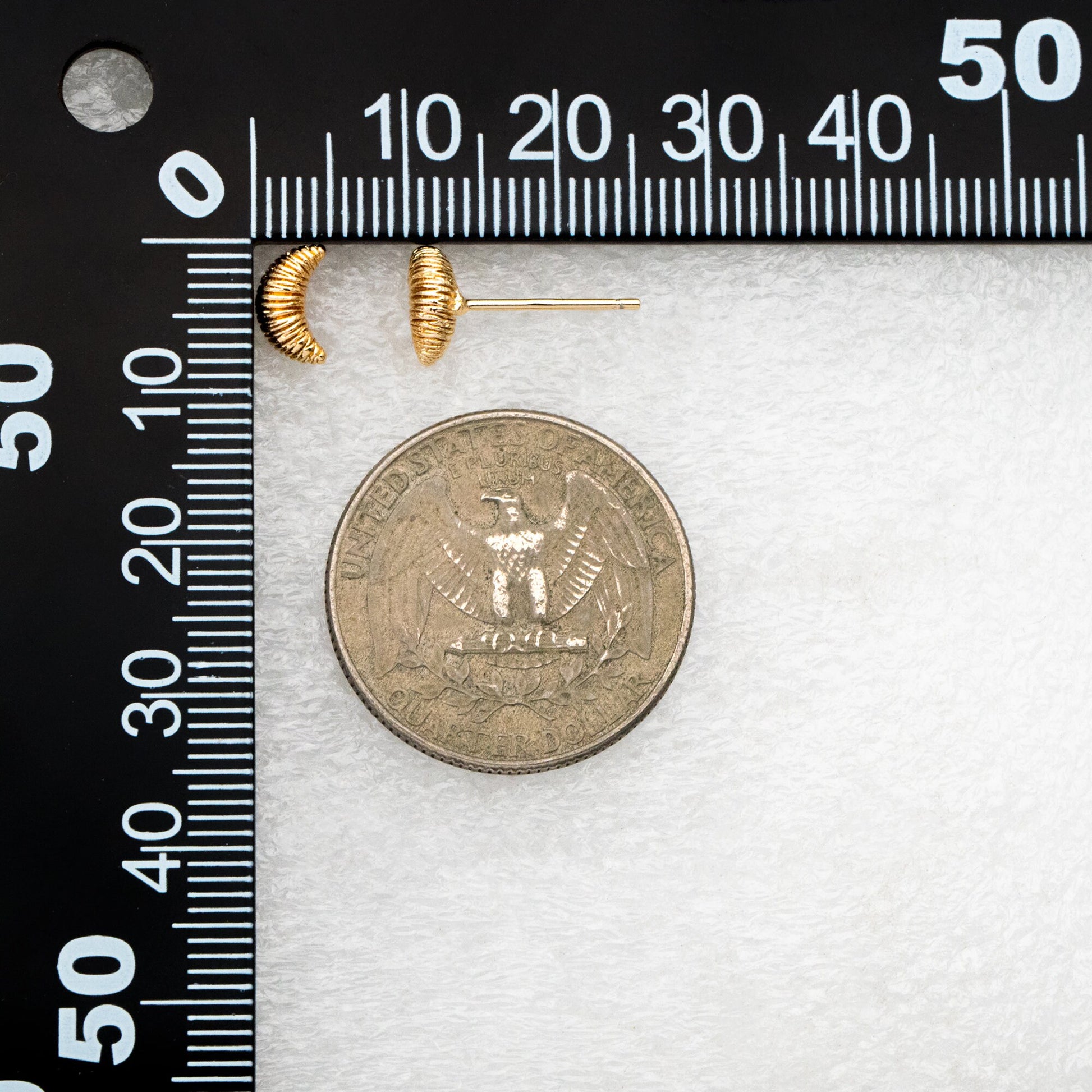 10pcs Gold Croissant Earrings 8x5mm, Real Gold Plated Brass Minimalist Stud Earrings (#GB-4329)