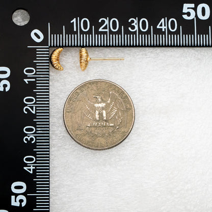 10pcs Gold Croissant Earrings 8x5mm, Real Gold Plated Brass Minimalist Stud Earrings (#GB-4329)