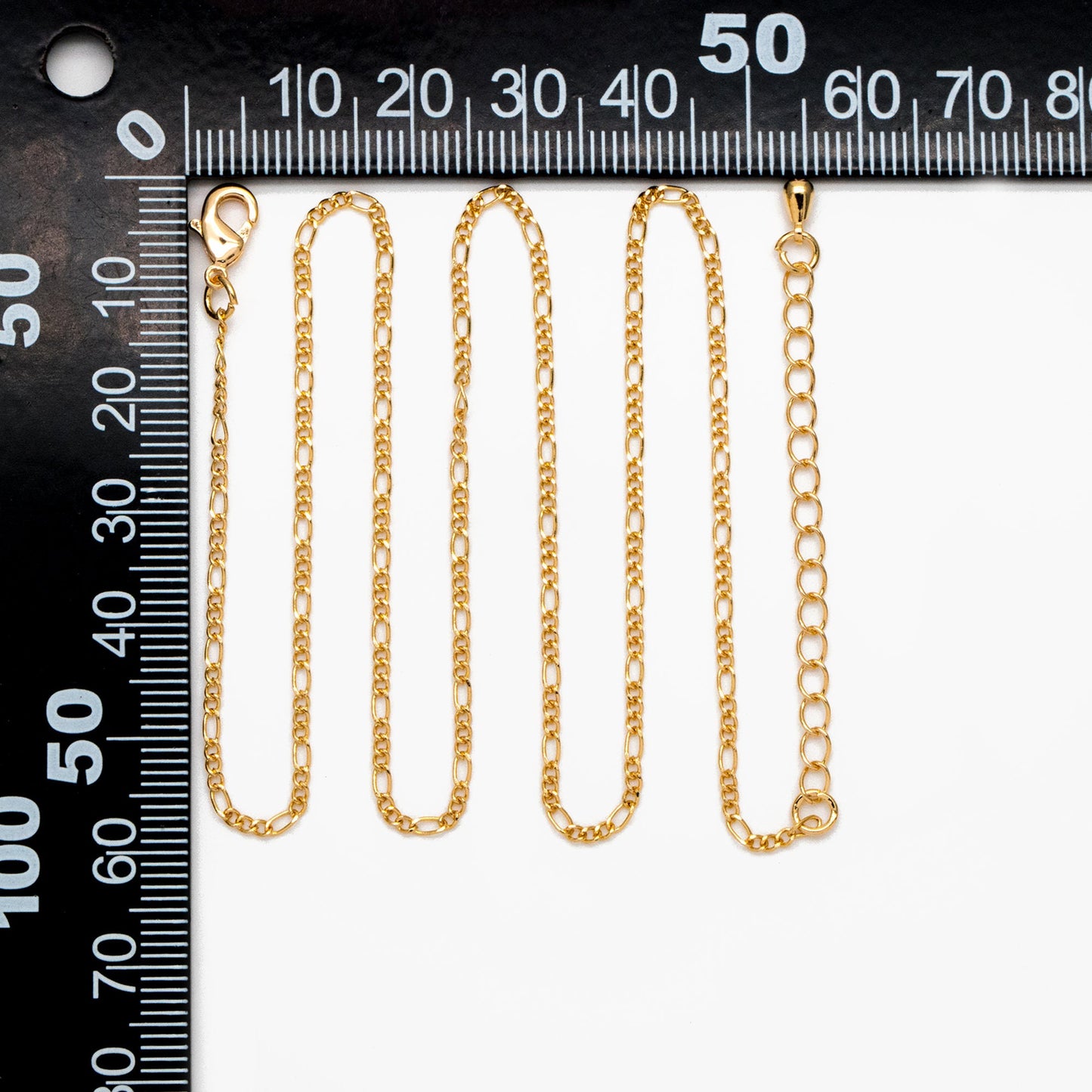 Gold/ Silver Tone Figaro Chains 1.6mm, Finished Bracelet/ Anklet/ Necklace with Extender Chain, Ready to Wear (#LK-168)