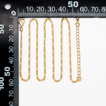 Gold/ Silver Tone Figaro Chains 1.6mm, Finished Bracelet/ Anklet/ Necklace with Extender Chain, Ready to Wear (#LK-168)