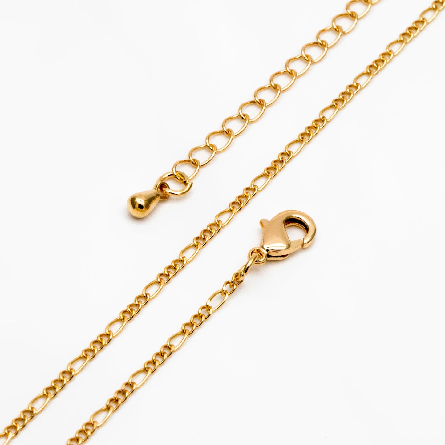 Gold/ Silver Tone Figaro Chains 1.6mm, Finished Bracelet/ Anklet/ Necklace with Extender Chain, Ready to Wear (#LK-168)