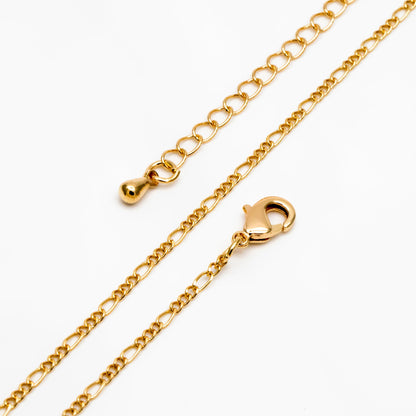 Gold/ Silver Tone Figaro Chains 1.6mm, Finished Bracelet/ Anklet/ Necklace with Extender Chain, Ready to Wear (#LK-168)