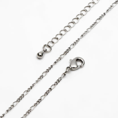 Gold/ Silver Tone Figaro Chains 1.6mm, Finished Bracelet/ Anklet/ Necklace with Extender Chain, Ready to Wear (#LK-168)