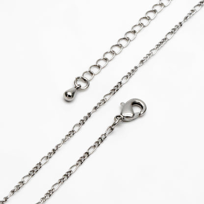 Gold/ Silver Tone Figaro Chains 1.6mm, Finished Bracelet/ Anklet/ Necklace with Extender Chain, Ready to Wear (#LK-168)