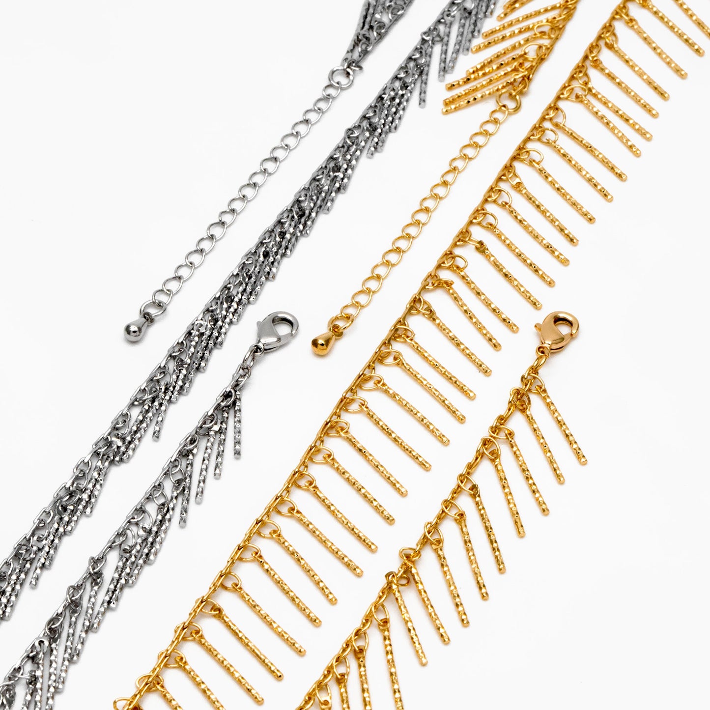 Gold/ Silver Stick Bar Bead Chains, Finished Bracelet/ Anklet/ Necklace with Extender Chain, Ready to Wear (#LK-194)