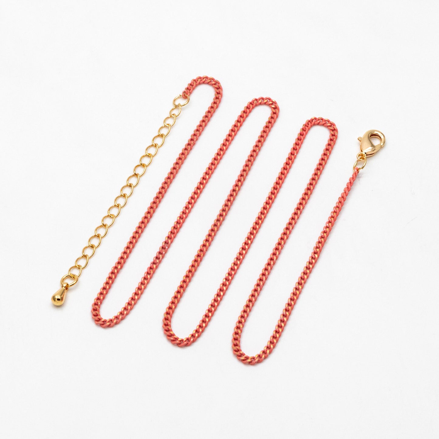 Multi Color Curb Chain: Brass Bracelet, Anklet, Necklace with Extender, Ready to Wear (#LK-258)