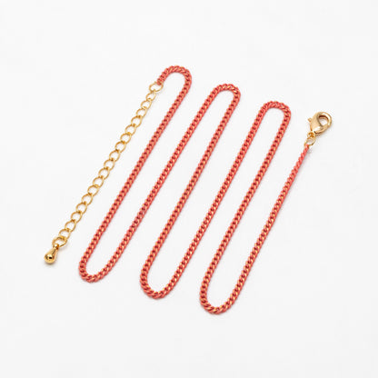 Multi Color Curb Chain: Brass Bracelet, Anklet, Necklace with Extender, Ready to Wear (#LK-258)