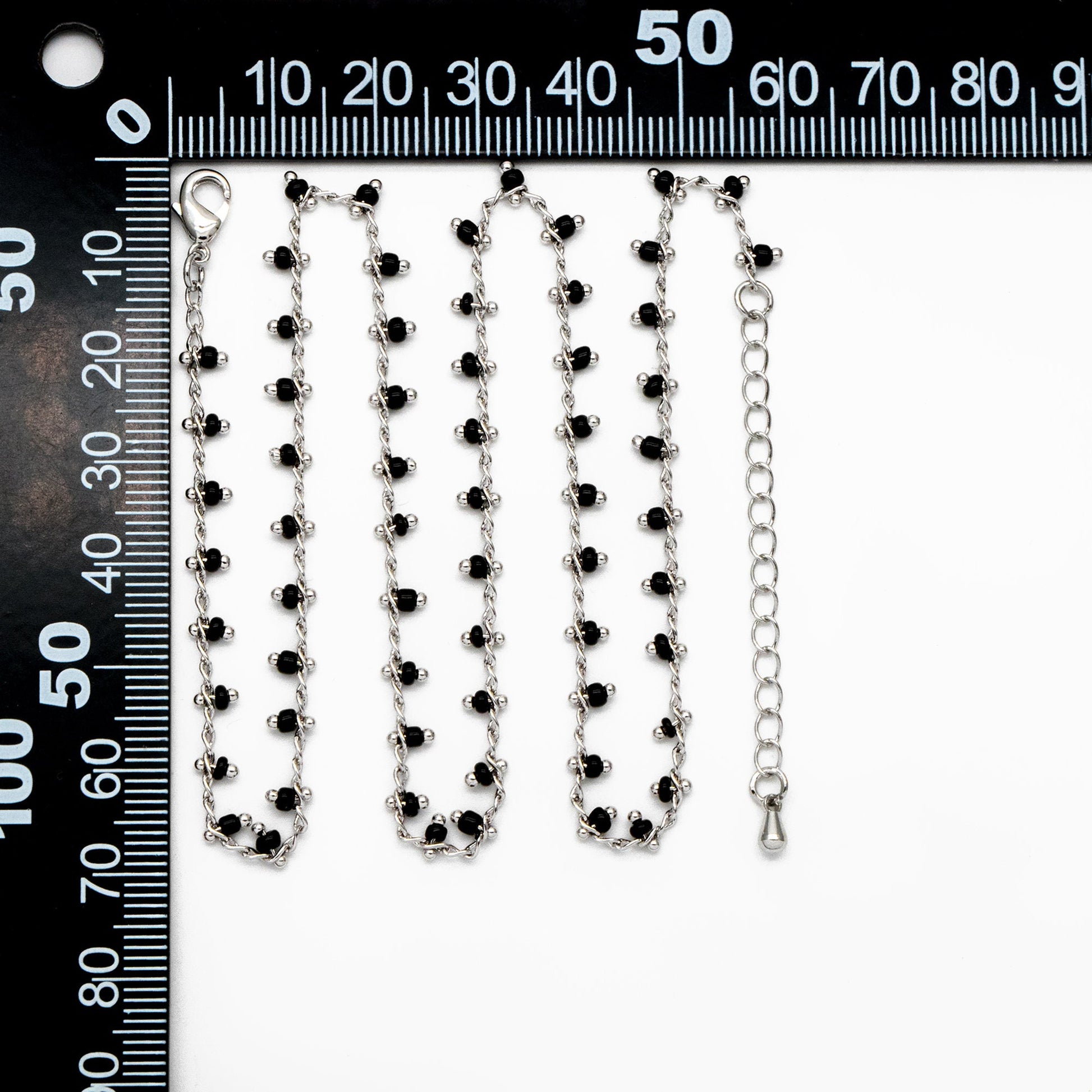 Silver tone Beaded Chains, Finished Bracelet/ Anklet/ Necklace with Extender Chain, Ready to Wear (#LK-271)