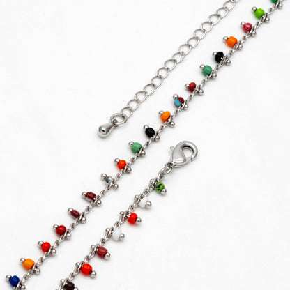 Silver tone Beaded Chains, Finished Bracelet/ Anklet/ Necklace with Extender Chain, Ready to Wear (#LK-271)