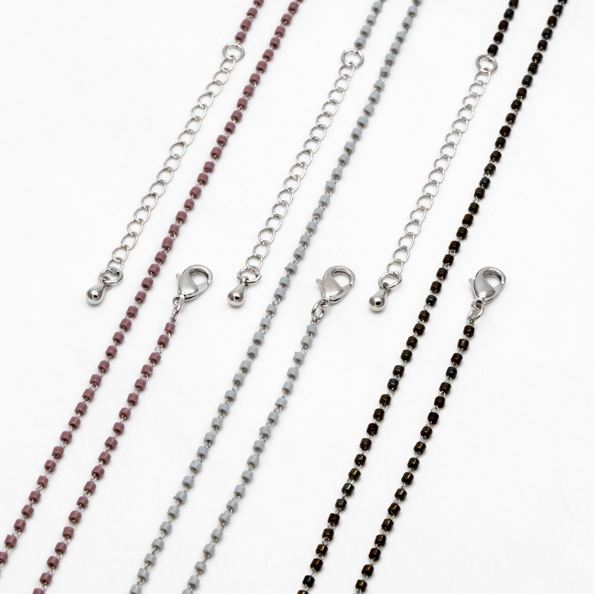 Miyuki Seed Bead Chain 1.8mm, Adjustable Bracelet/ Anklet/ Necklace, Ready to Wear (#LK-303)
