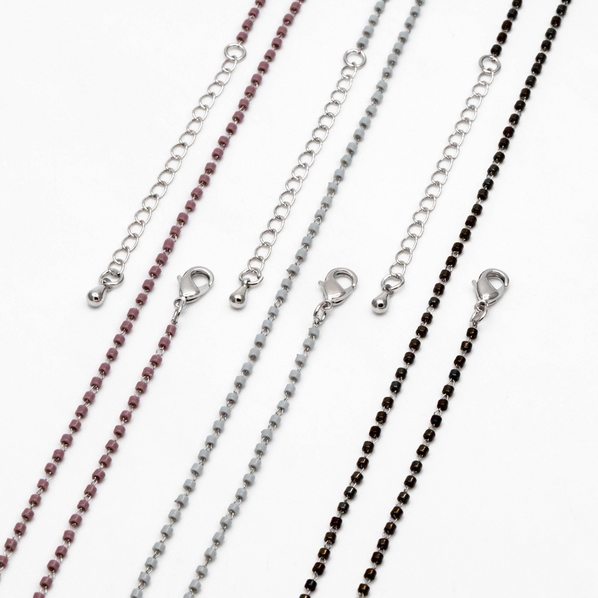 Miyuki Seed Bead Chain 1.8mm, Adjustable Bracelet/ Anklet/ Necklace, Ready to Wear (#LK-303)