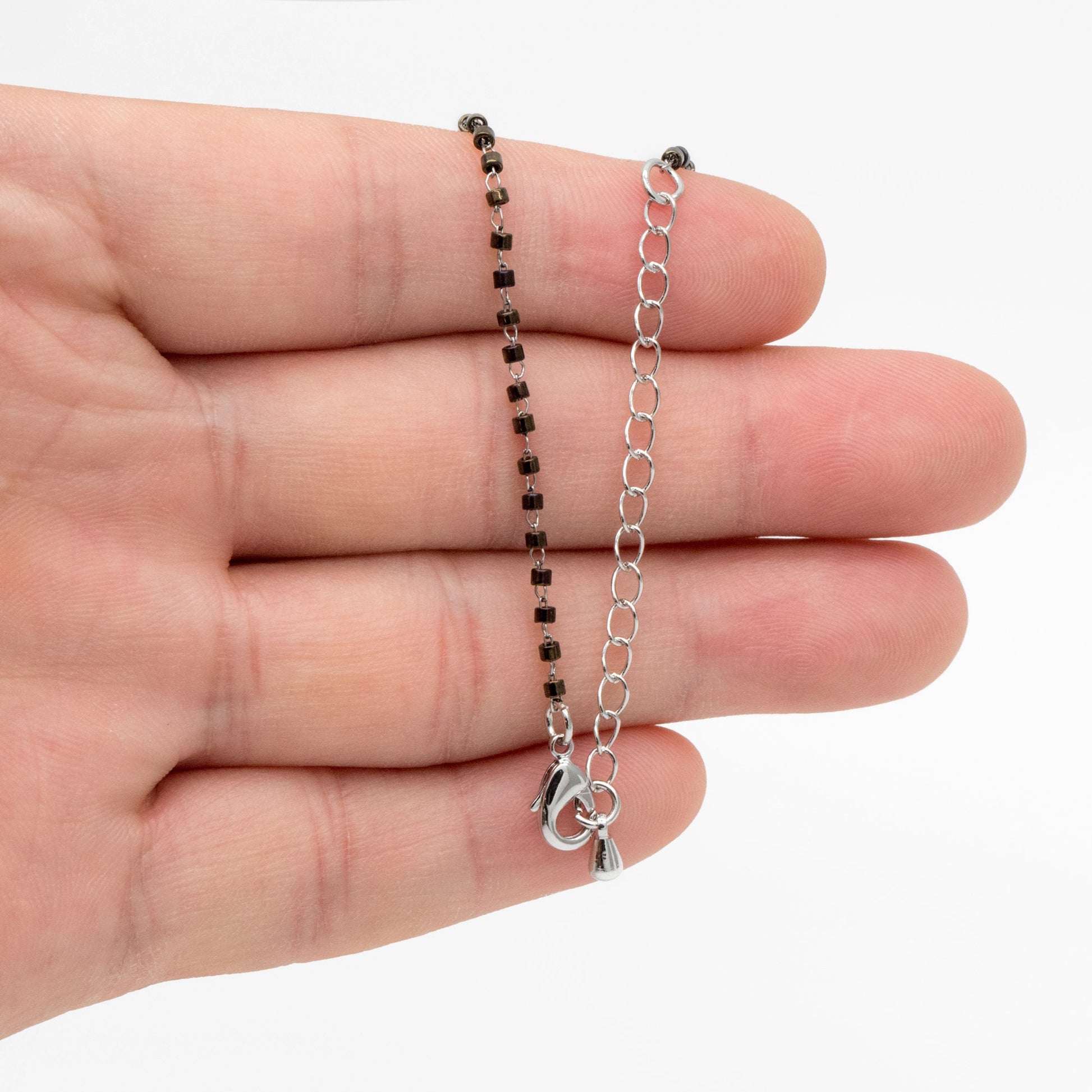 Miyuki Seed Bead Chain 1.8mm, Adjustable Bracelet/ Anklet/ Necklace, Ready to Wear (#LK-303)