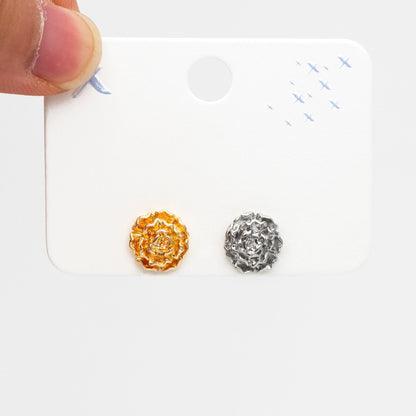 10pcs Gold/ Silver Rose Flower Earrings, 10mm, Gold/ Rhodium Plated Brass Dainty Stud Earrings (GB-4337)