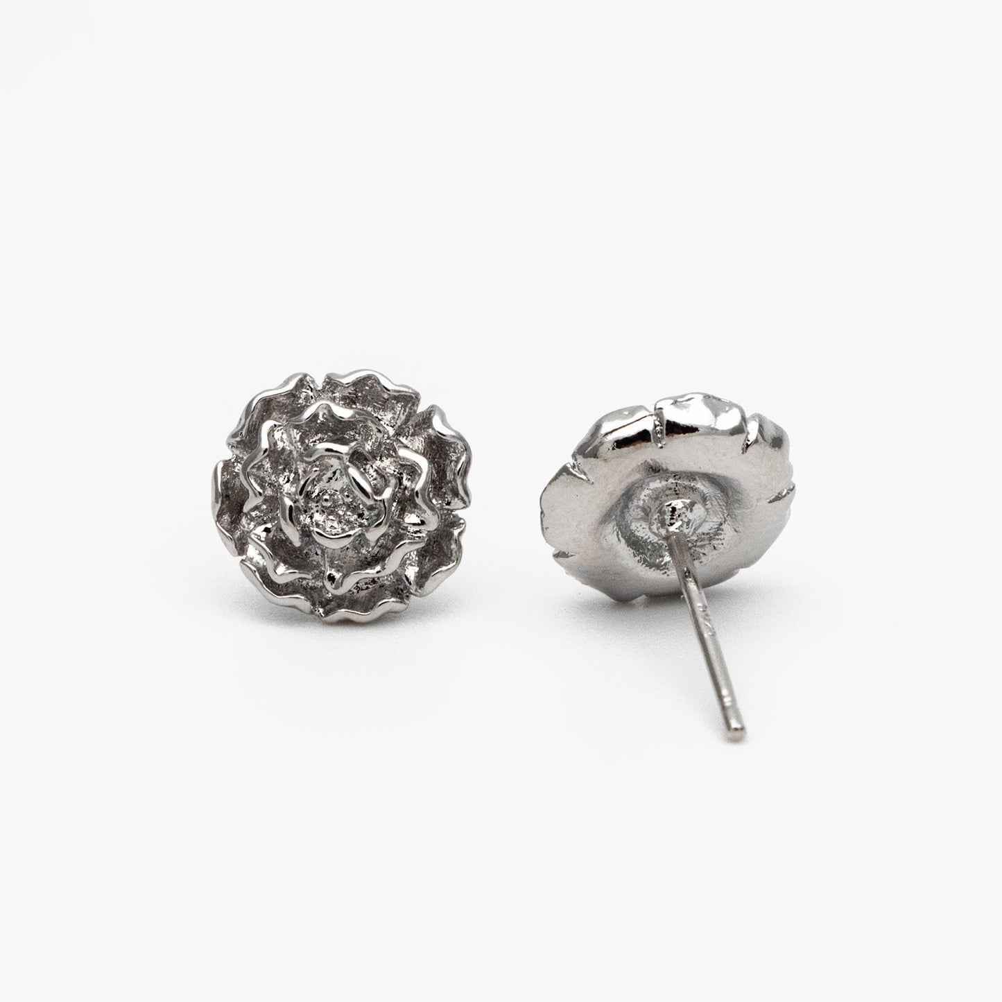 10pcs Gold/ Silver Rose Flower Earrings, 10mm, Gold/ Rhodium Plated Brass Dainty Stud Earrings (GB-4626-A)