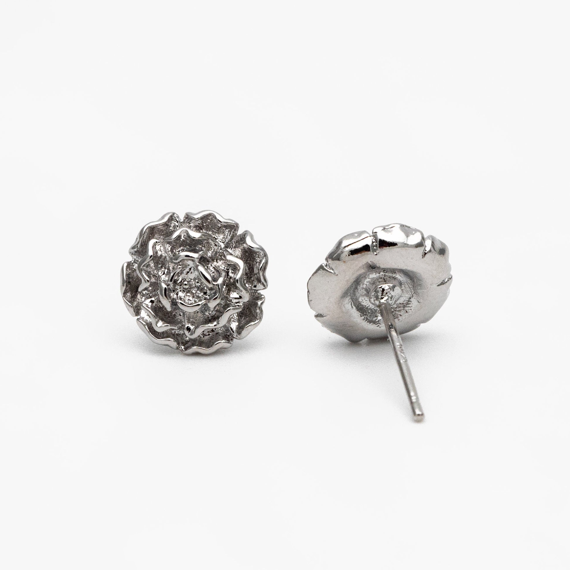10pcs Gold/ Silver Rose Flower Earrings, 10mm, Gold/ Rhodium Plated Brass Dainty Stud Earrings (GB-4626-A)