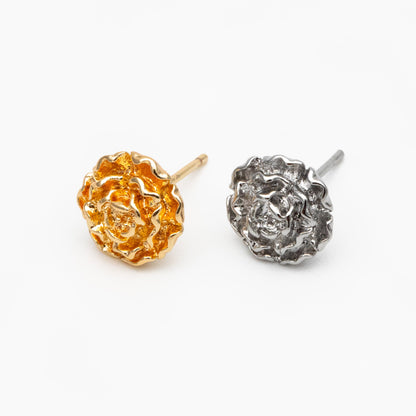 10pcs Gold/ Silver Rose Flower Earrings, 10mm, Gold/ Rhodium Plated Brass Dainty Stud Earrings (GB-4626-A)