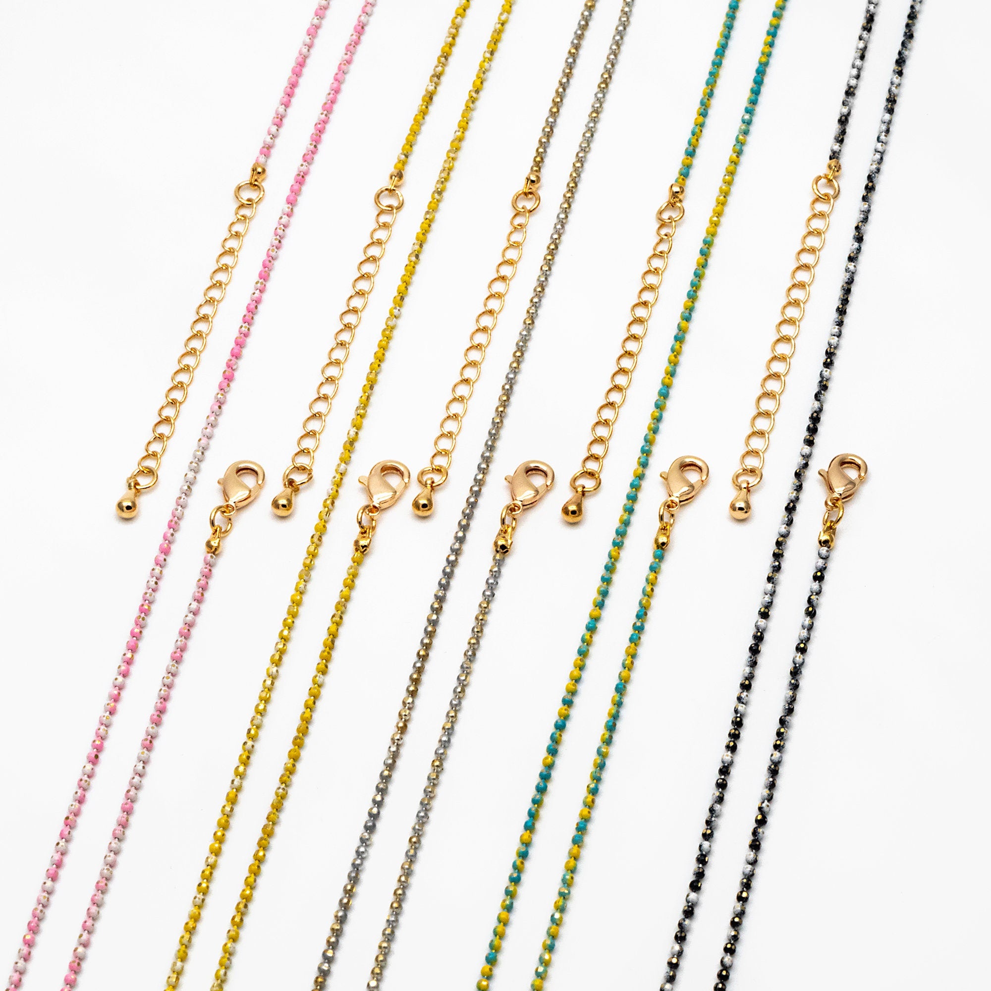 Gold Faceted Ball Beaded Chain, Finished Bracelet/ Anklet/ Necklace with Extender Chain, Ready to Wear (#LK-256)